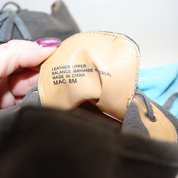 Crown Vintage Mac Suede Hidden Wedge Sz 8 Bootie Tassel Lace Gray - Picture 6 of 6